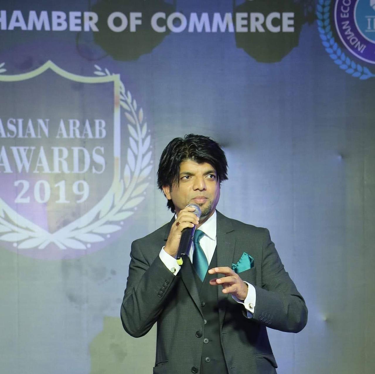 Habib Koya speaking at the Asian Arab Awards, 2019